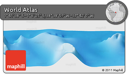 Shaded Relief Panoramic Map of the Area around 1° 24' 2" S, 38° 10' 29" W