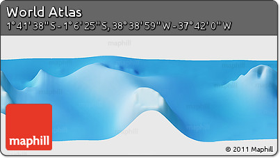 Shaded Relief Panoramic Map of the Area around 1° 24' 2" S, 38° 10' 29" W