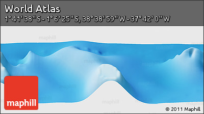 Shaded Relief Panoramic Map of the Area around 1° 24' 2" S, 38° 10' 29" W