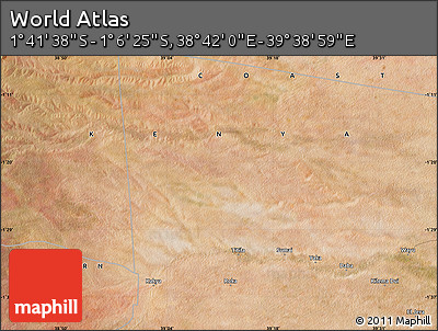 Satellite Map of the Area around 1° 24' 2" S, 39° 10' 29" E