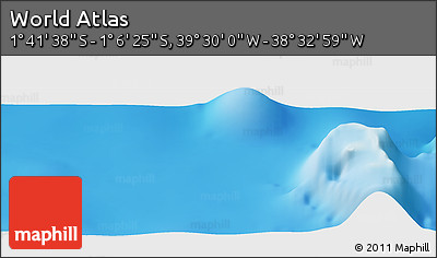Physical Panoramic Map of the Area around 1° 24' 2" S, 39° 1' 29" W