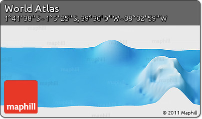 Physical Panoramic Map of the Area around 1° 24' 2" S, 39° 1' 29" W