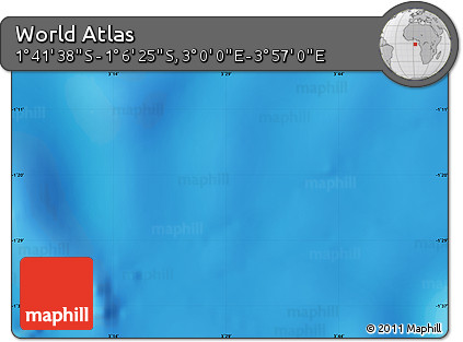 Physical Map of the Area around 1° 24' 2" S, 3° 28' 30" E