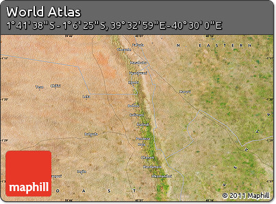 Satellite Map of the Area around 1° 24' 2" S, 40° 1' 29" E