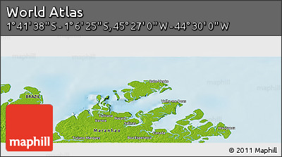 Physical Panoramic Map of the Area around 1° 24' 2" S, 44° 58' 30" W