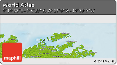 Physical Panoramic Map of the Area around 1° 24' 2" S, 44° 58' 30" W