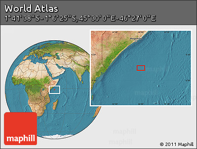 Satellite Location Map of the Area around 1° 24' 2" S, 45° 58' 30" E
