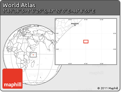 Blank Location Map of the Area around 1° 24' 2" S, 47° 40' 29" E