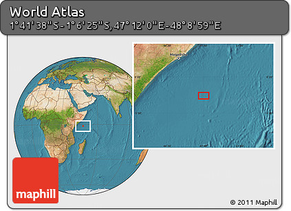 Satellite Location Map of the Area around 1° 24' 2" S, 47° 40' 29" E