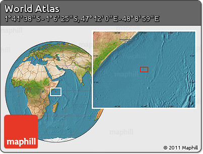 Satellite Location Map of the Area around 1° 24' 2" S, 47° 40' 29" E
