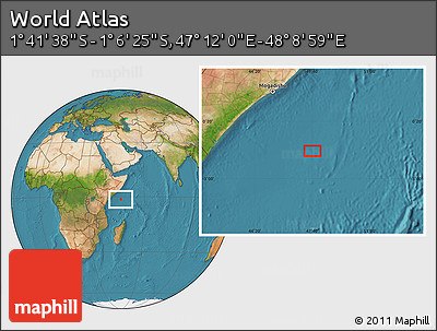 Satellite Location Map of the Area around 1° 24' 2" S, 47° 40' 29" E