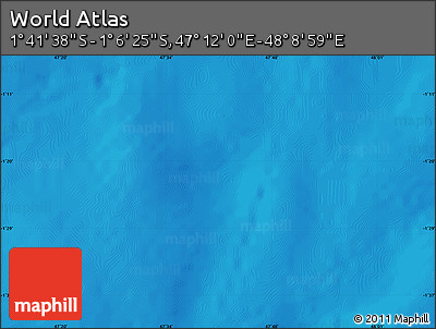 Physical Map of the Area around 1° 24' 2" S, 47° 40' 29" E