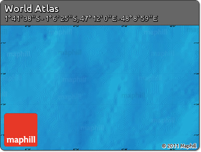 Physical Map of the Area around 1° 24' 2" S, 47° 40' 29" E