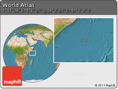 Satellite Location Map of the Area around 1° 24' 2" S, 48° 31' 29" E