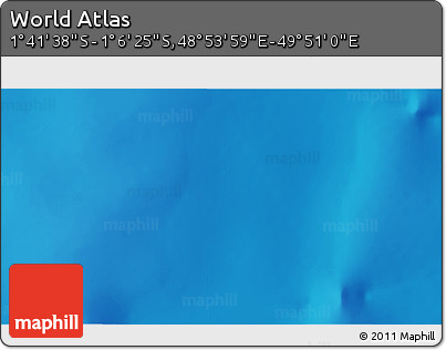 Physical 3D Map of the Area around 1° 24' 2" S, 49° 22' 30" E