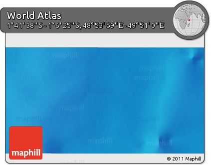 Shaded Relief 3D Map of the Area around 1° 24' 2" S, 49° 22' 30" E