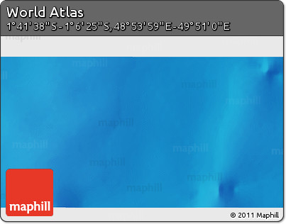 Shaded Relief 3D Map of the Area around 1° 24' 2" S, 49° 22' 30" E