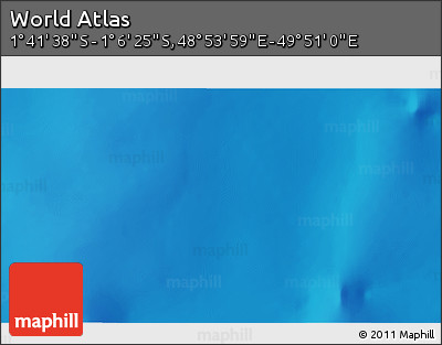 Shaded Relief 3D Map of the Area around 1° 24' 2" S, 49° 22' 30" E