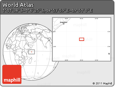 Blank Location Map of the Area around 1° 24' 2" S, 49° 22' 30" E