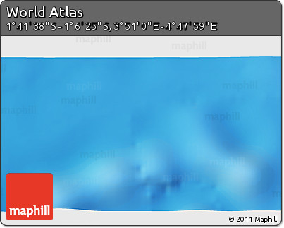 Shaded Relief 3D Map of the Area around 1° 24' 2" S, 4° 19' 30" E