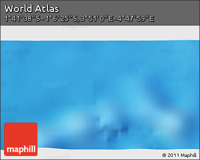 Shaded Relief 3D Map of the Area around 1° 24' 2" S, 4° 19' 30" E
