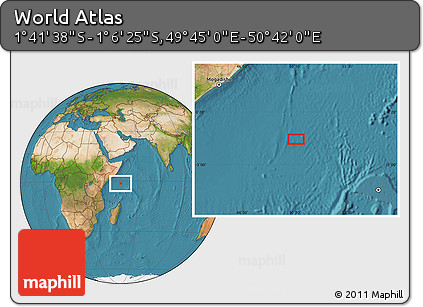 Satellite Location Map of the Area around 1° 24' 2" S, 50° 13' 30" E