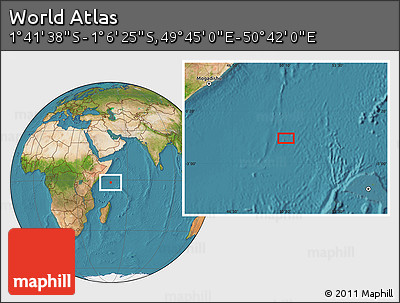 Satellite Location Map of the Area around 1° 24' 2" S, 50° 13' 30" E