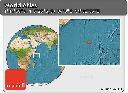 Satellite Location Map of the Area around 1° 24' 2" S, 51° 4' 30" E