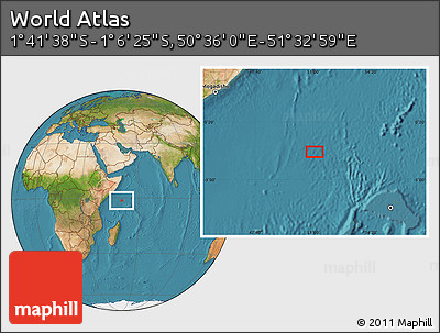 Satellite Location Map of the Area around 1° 24' 2" S, 51° 4' 30" E