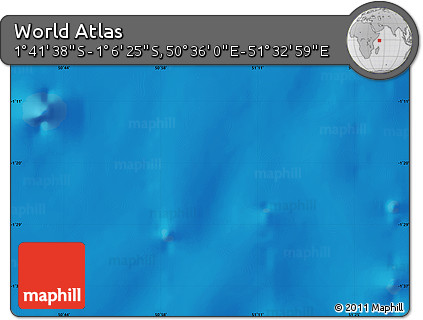 Physical Map of the Area around 1° 24' 2" S, 51° 4' 30" E