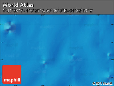 Physical Map of the Area around 1° 24' 2" S, 51° 4' 30" E