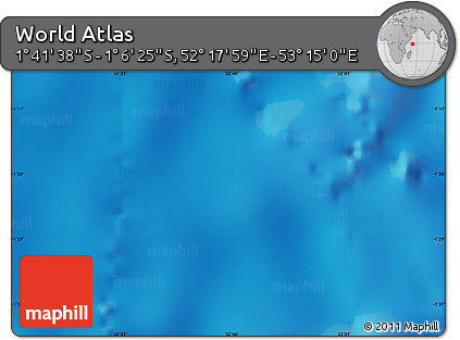 Physical Map of the Area around 1° 24' 2" S, 52° 46' 29" E