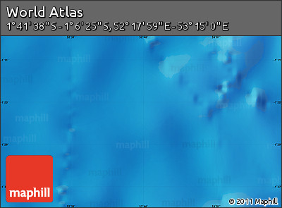 Physical Map of the Area around 1° 24' 2" S, 52° 46' 29" E