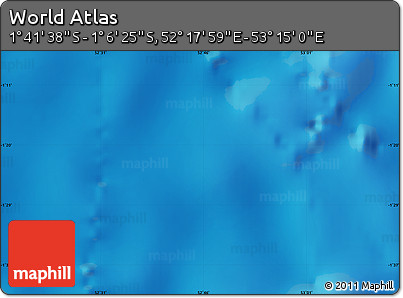 Physical Map of the Area around 1° 24' 2" S, 52° 46' 29" E