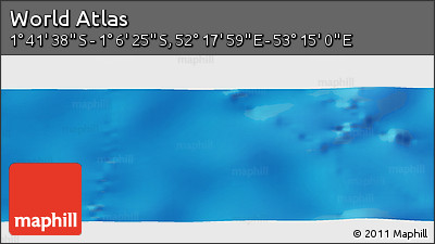 Physical Panoramic Map of the Area around 1° 24' 2" S, 52° 46' 29" E