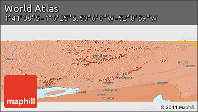 Political Panoramic Map of the Area around 1° 24' 2" S, 52° 37' 30" W