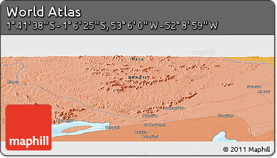 Political Panoramic Map of the Area around 1° 24' 2" S, 52° 37' 30" W