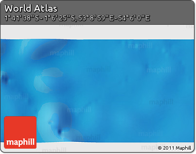 Shaded Relief 3D Map of the Area around 1° 24' 2" S, 53° 37' 30" E