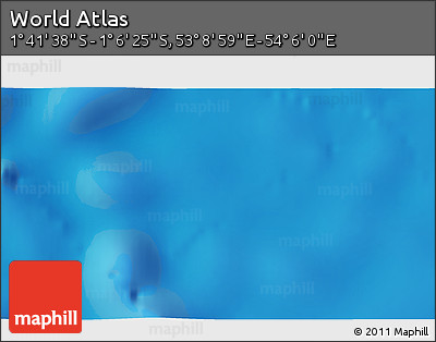 Shaded Relief 3D Map of the Area around 1° 24' 2" S, 53° 37' 30" E