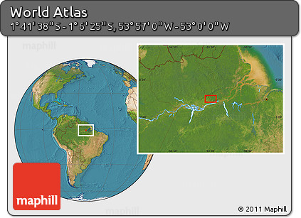 Satellite Location Map of the Area around 1° 24' 2" S, 53° 28' 30" W
