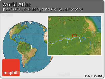 Satellite Location Map of the Area around 1° 24' 2" S, 53° 28' 30" W