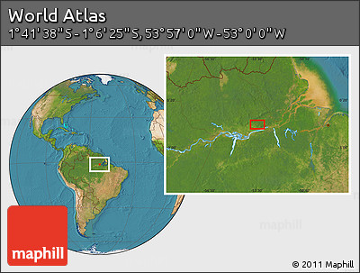 Satellite Location Map of the Area around 1° 24' 2" S, 53° 28' 30" W