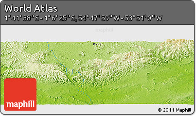 Physical Panoramic Map of the Area around 1° 24' 2" S, 54° 19' 30" W