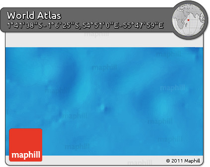Shaded Relief 3D Map of the Area around 1° 24' 2" S, 55° 19' 30" E