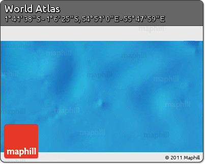 Shaded Relief 3D Map of the Area around 1° 24' 2" S, 55° 19' 30" E