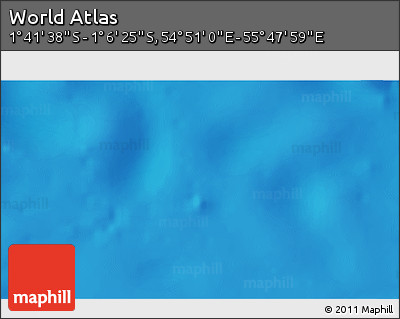 Shaded Relief 3D Map of the Area around 1° 24' 2" S, 55° 19' 30" E
