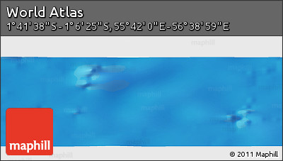 Shaded Relief Panoramic Map of the Area around 1° 24' 2" S, 56° 10' 29" E