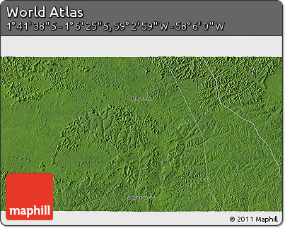 Satellite 3D Map of the Area around 1° 24' 2" S, 58° 34' 30" W