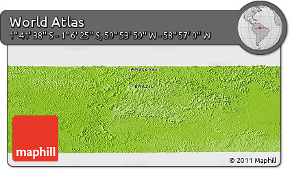 Physical Panoramic Map of the Area around 1° 24' 2" S, 59° 25' 29" W