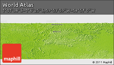 Physical Panoramic Map of the Area around 1° 24' 2" S, 59° 25' 29" W